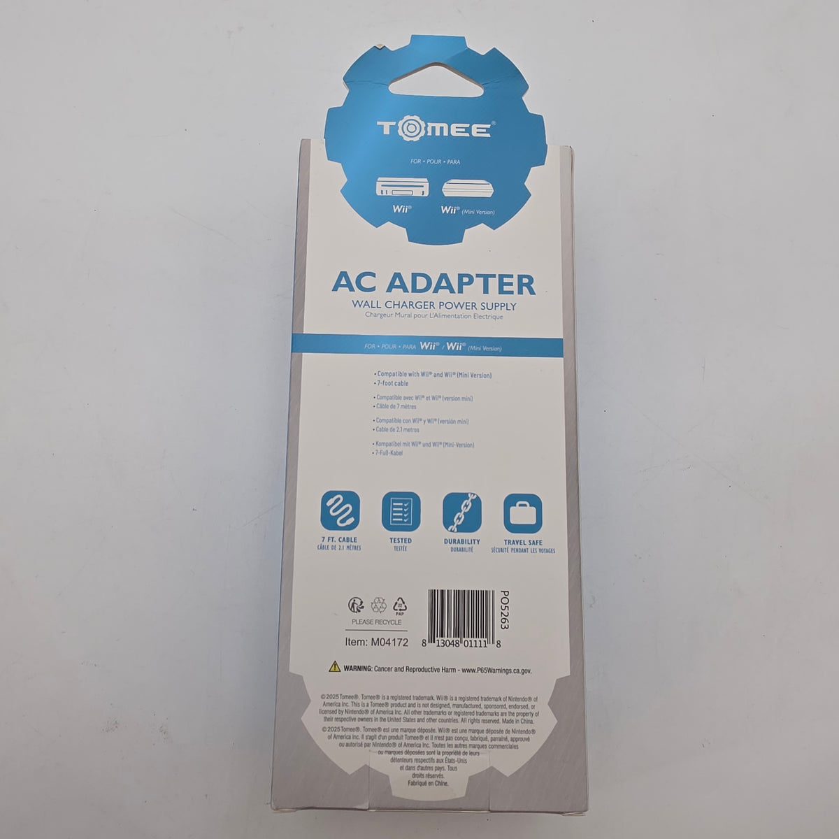 New Tomee Wall Charger Power Supply Gray M04172 AC Adapter For Wii