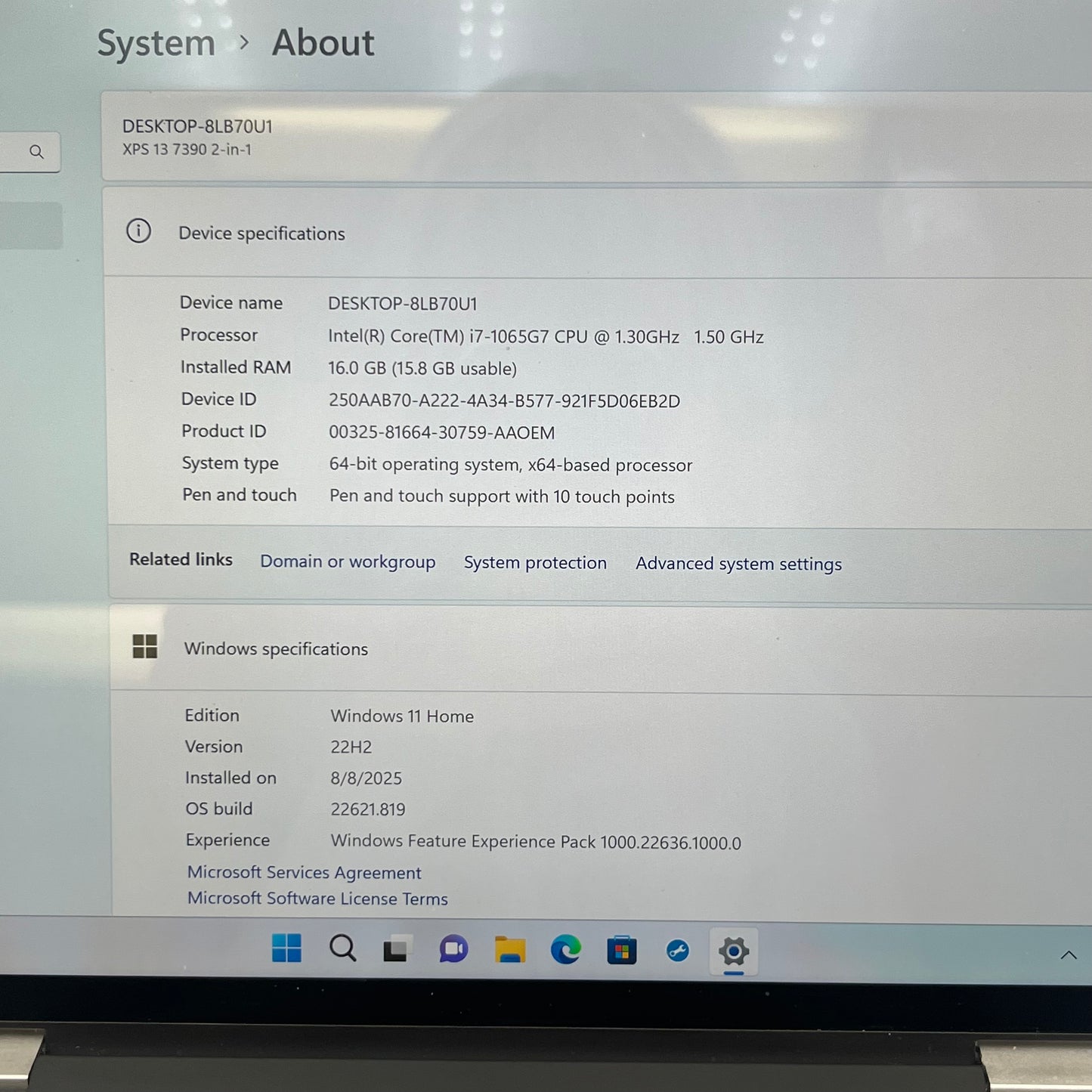 Dell XPS 13 7390 2-IN-1 13" I7-1065G7 1.3GHz 16GB RAM 512GB SSD