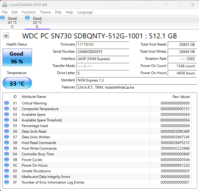 Western Digital 2280mm PCSN370 512GB PCIe Gen3 x4 SSD SDBQNTY-512G-1001