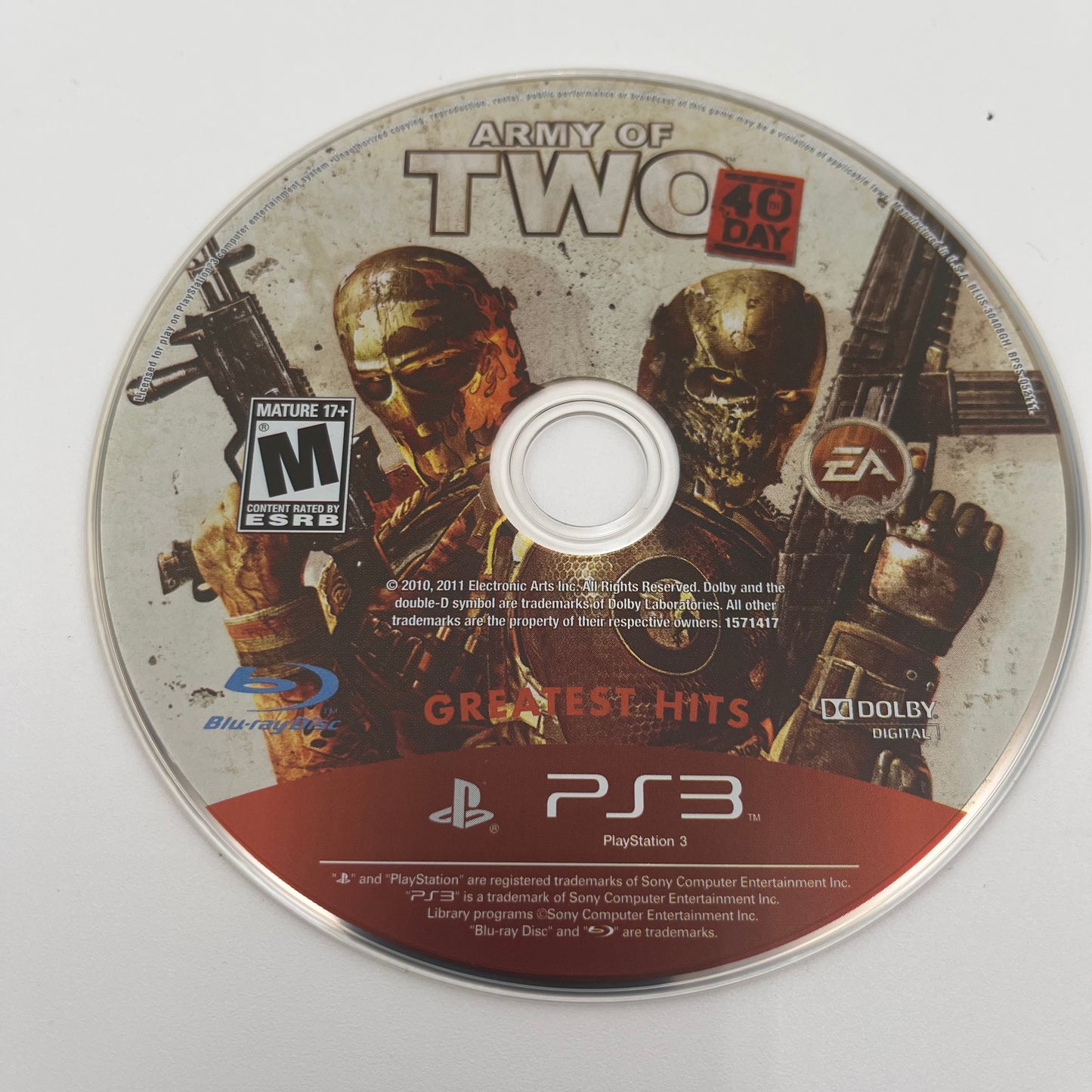 Army of Two: The 40th Day [Greatest Hits] (Sony PlayStation 3 PS3, 2010)