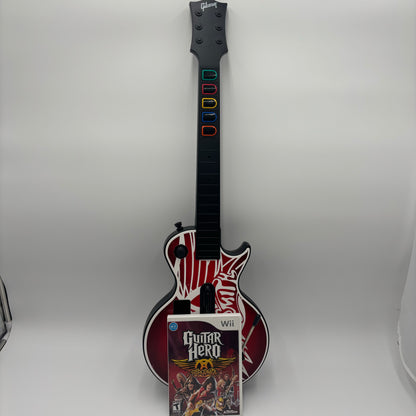 Guitar Hero Aerosmith (Nintendo Wii, 2008) with Controller Les Paul Gibson Pair